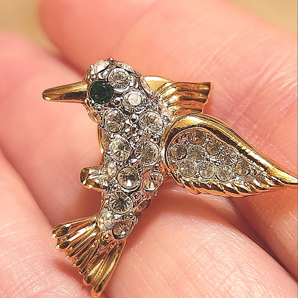 Carolee Crystal Hummingbird Clutch Pin/Tie Tack - Picture 2 of 4